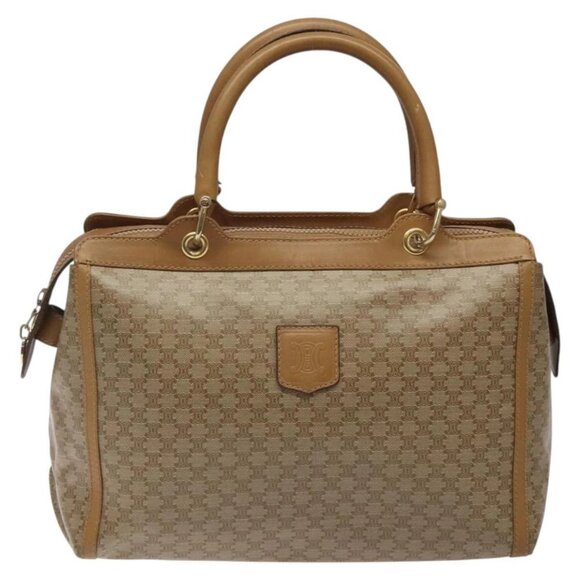 CELINE Macadam Canvas Hand Bag Beige Gold Auth BA1995 - Picture 2 of 16